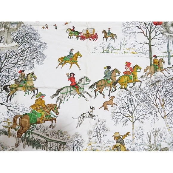 Hermes Red and Gold Equestrian Scarf - Picture 4 of 11